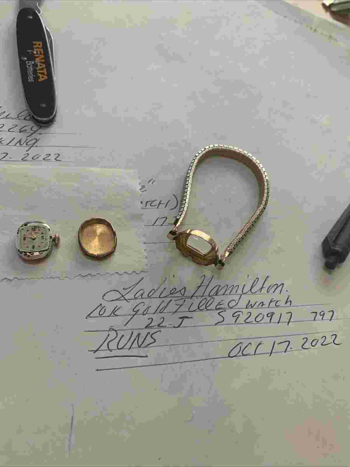 Ladies Hamiton gold filled machanical watch,22 j , S9209017. 797