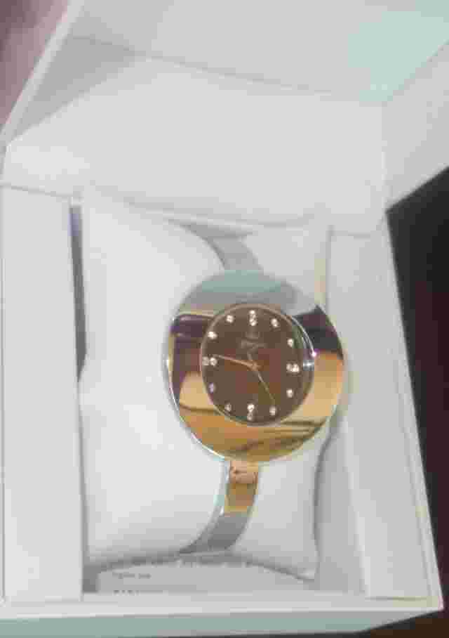 Yonger and Bresson Round Steel Black Dial Crystal Watch DMC 1485/01 new