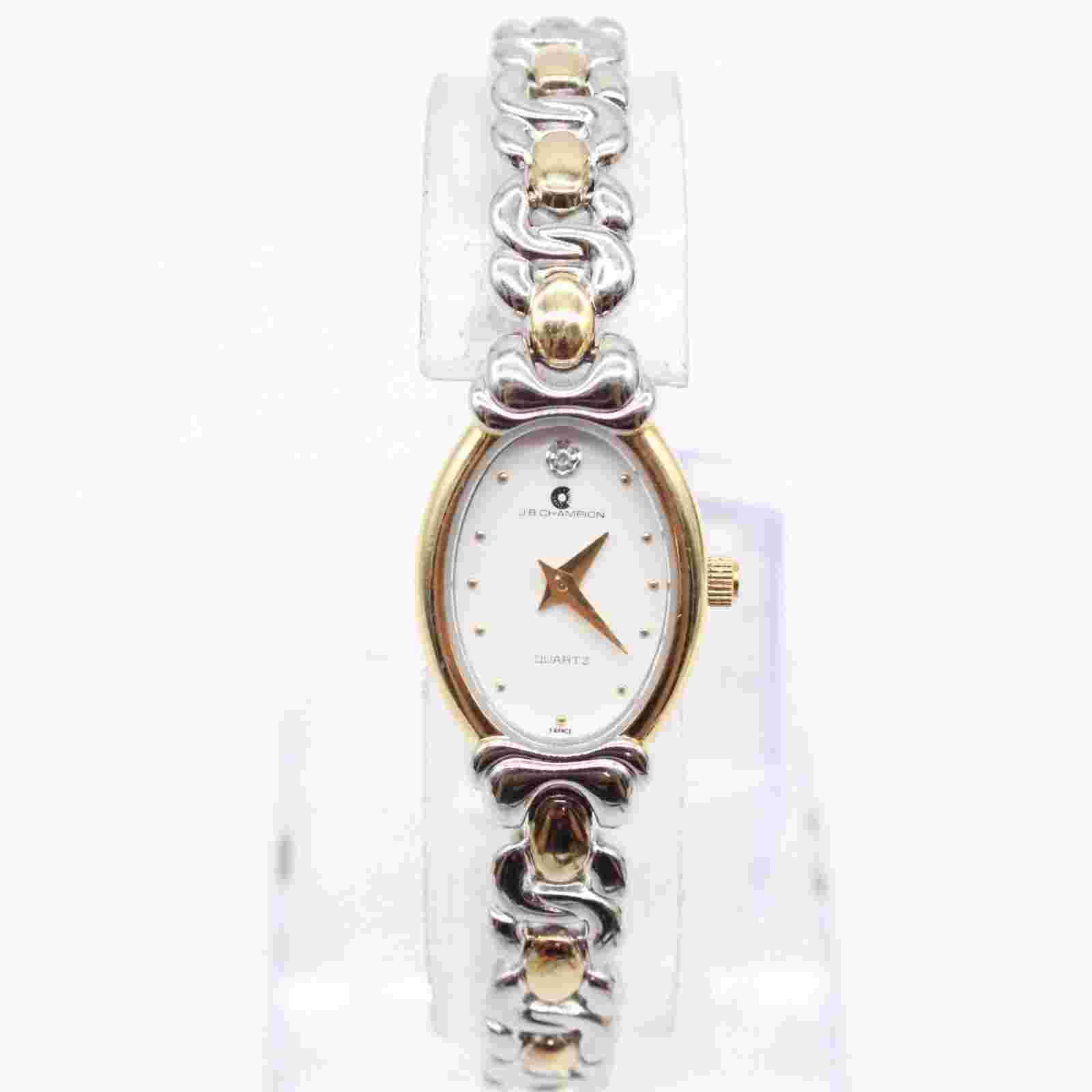 J.B Champion Watch Womens Silver Tone Stainless Steel France Classic White Dial