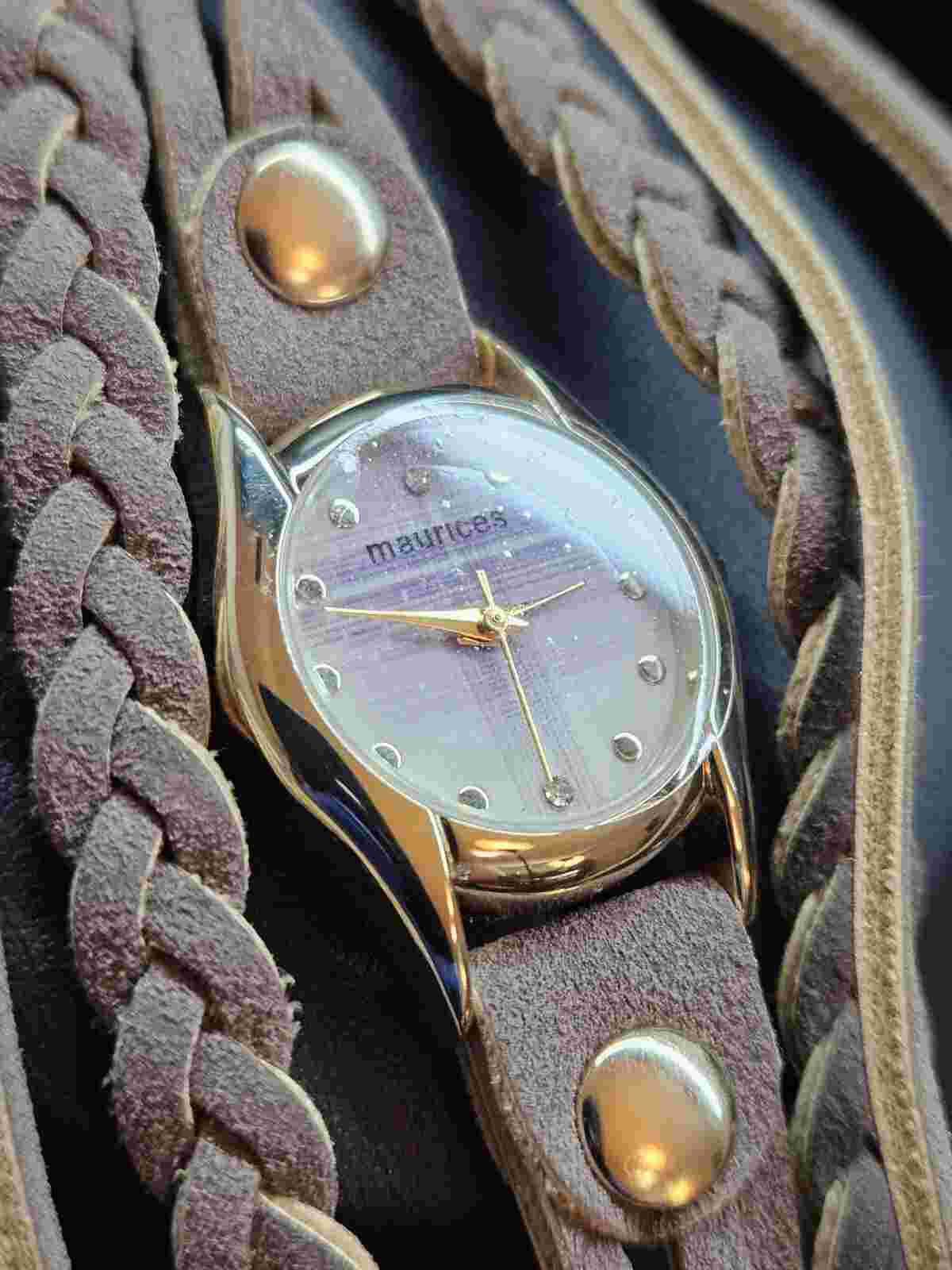 New! Maurices Gold Tone Leather Strand Bracelet Watch,  It Works Great!!