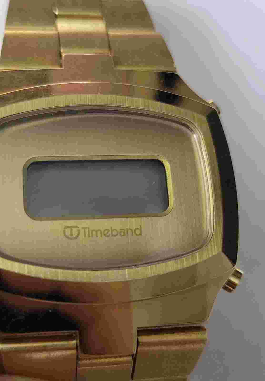 Time Band Mens Digital Watch - Stainless Steel Back. Need Battery, Golden Band