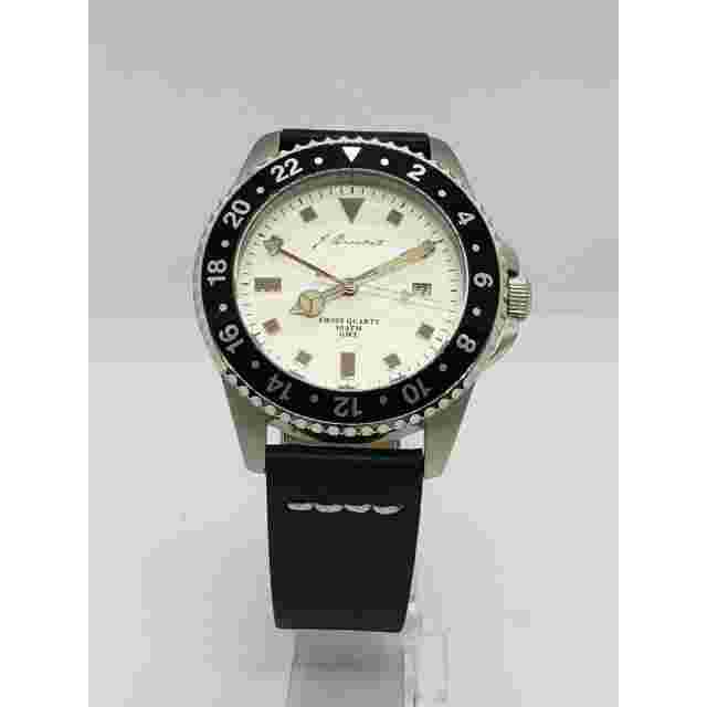 J. BRACKETT MEN Swiss WATCH - GREENWICH - Silver w/ Black Bezel - Black Leather