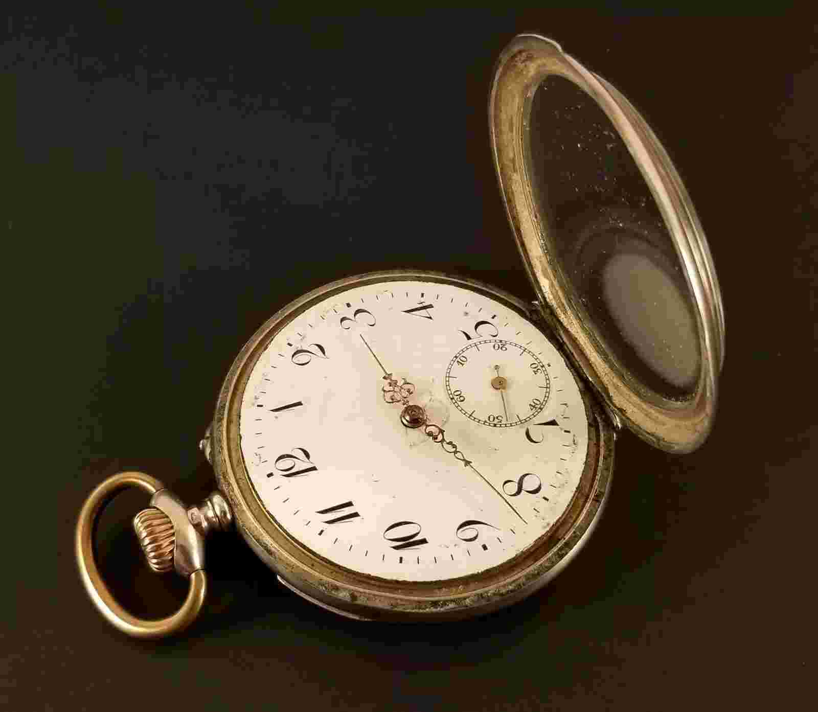 Antique Weihnachten Anker Pocket Watch 15 Jewels 1916 Pin Set .800 Silver Case