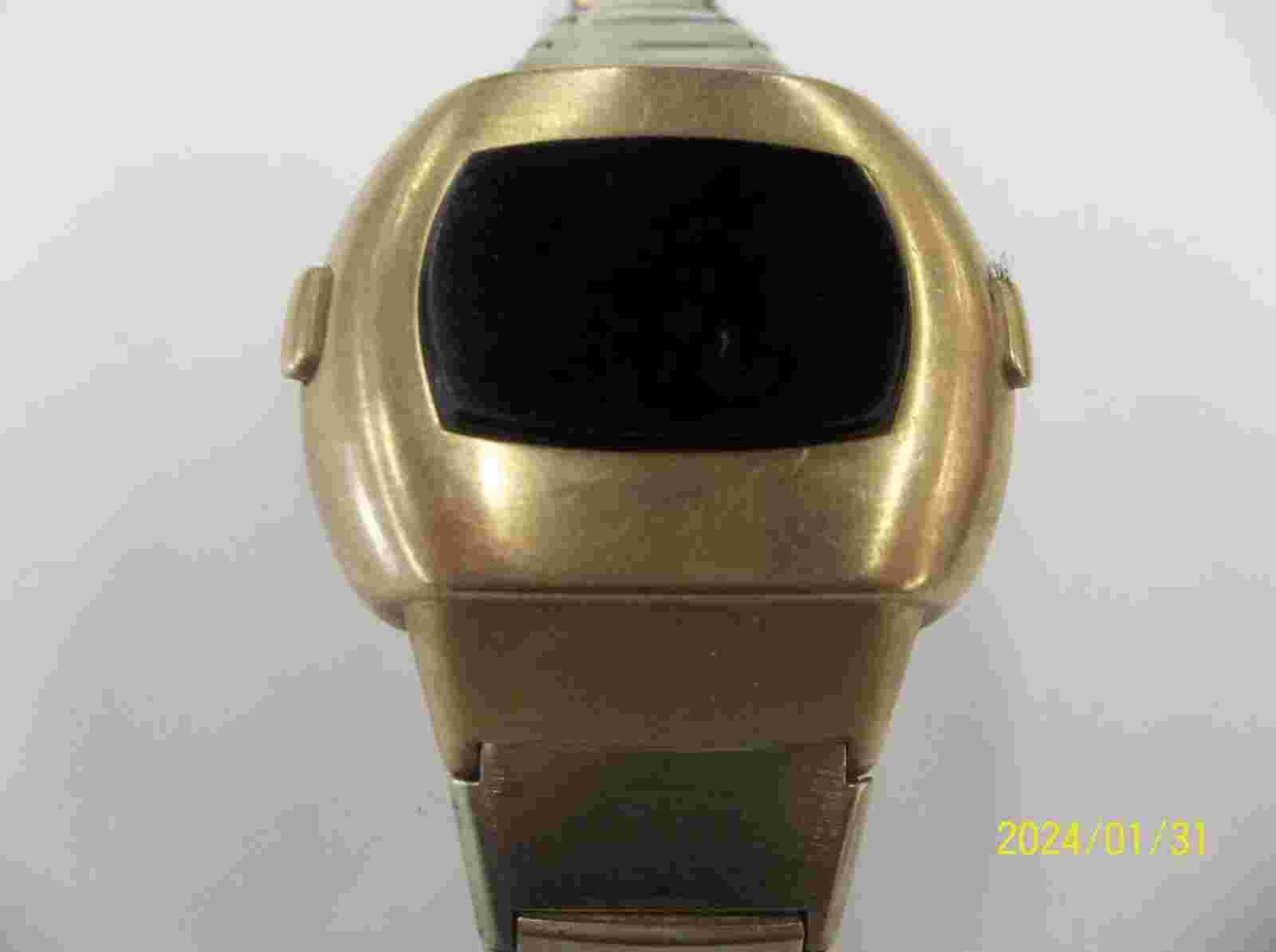 Pulsar P3 Time Computer Watch Red LED  14k GF- New Batteries w. Magnet - Running