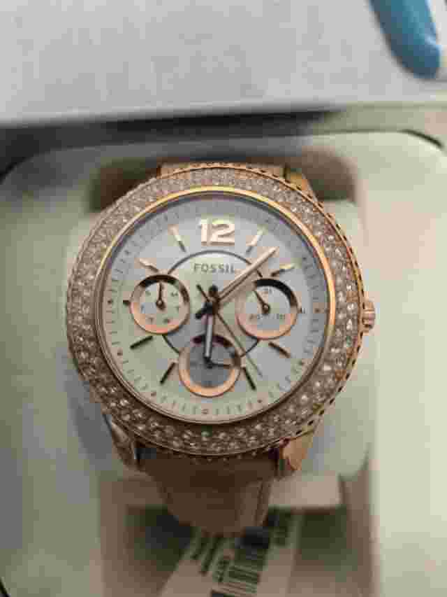 Fossil ES3816 Stella Silver Dial Leather Strap Multifunction Women's Watch