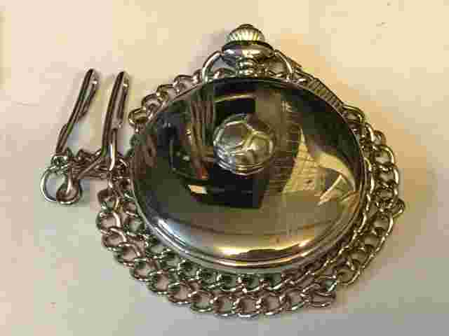 Small Football TG196 Pewter on a Silver Pocket Watch Quartz fob