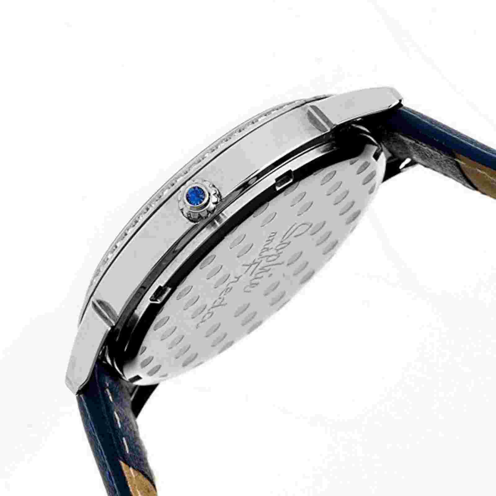 NEW Sophie and Freda SF2405 Womens Moon & Stars Blue Leather Silver Steel Watch