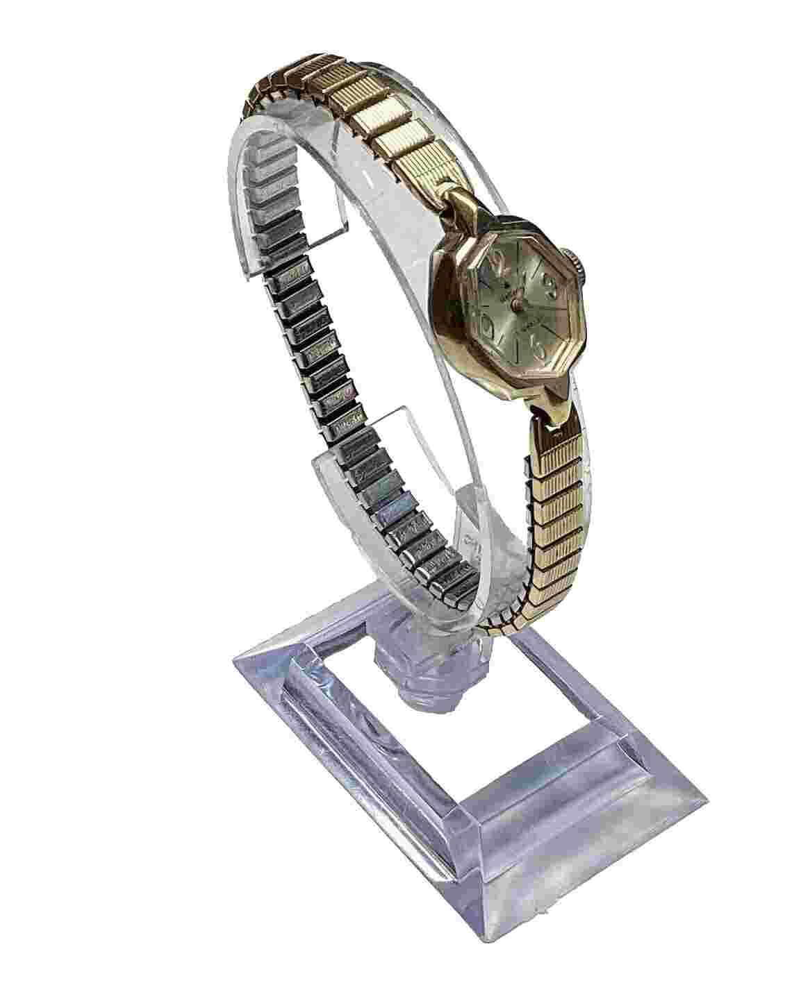 Stellaris MCM 17 Jewels Gold Octagon Mechanical Analog Watch Expansion Band