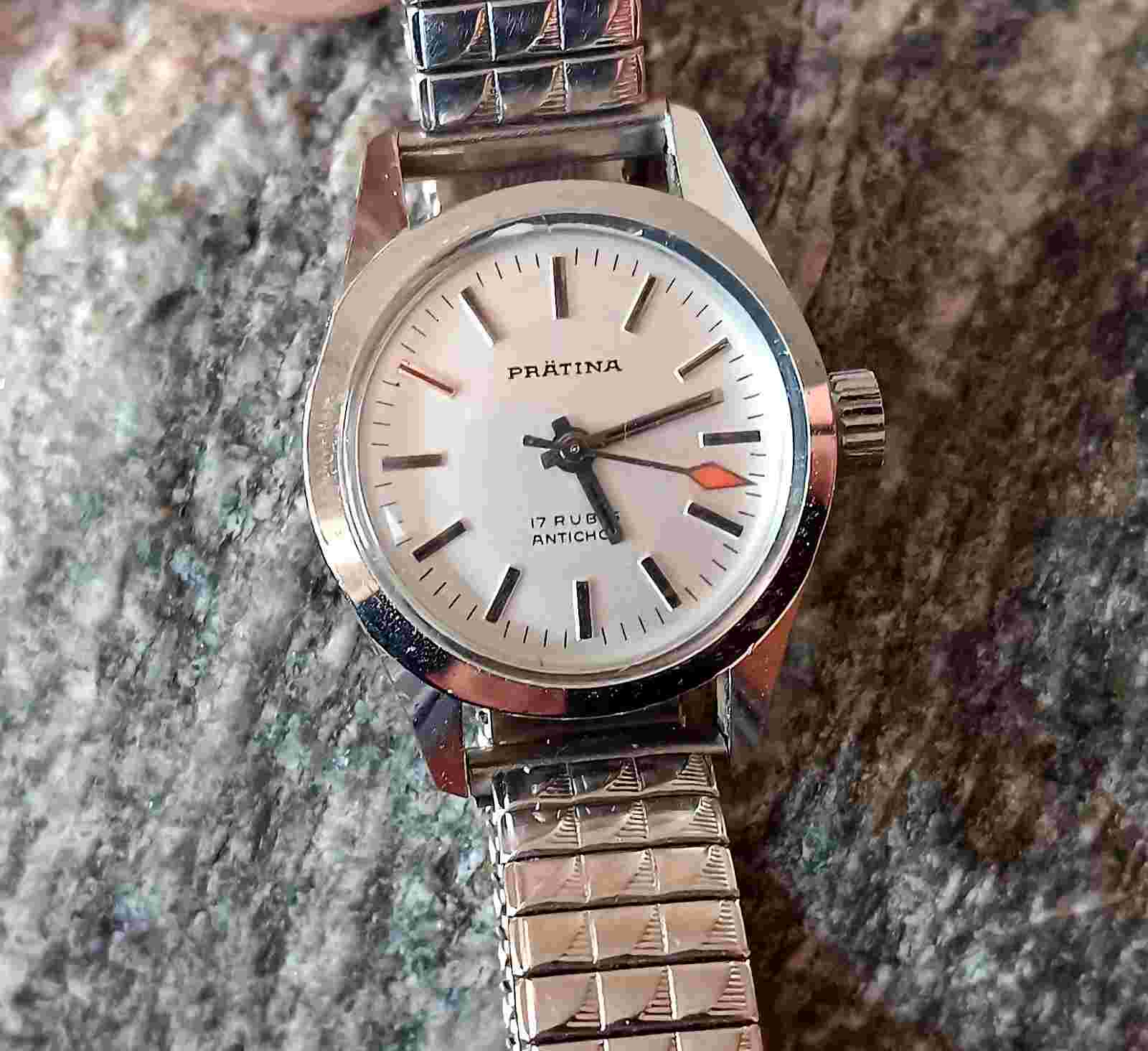 Vintage wristwatch, Pratina, mechanical wind up, Ladies, women's gift, Swiss