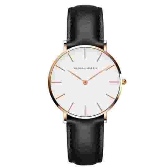 Classic Minimalistic Black Leather Quartz Wrist Watch