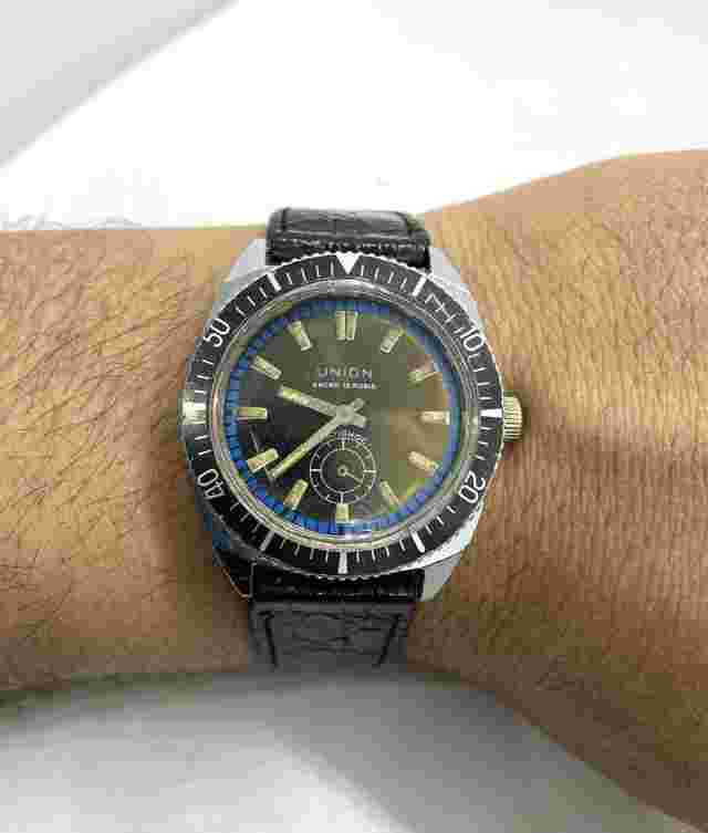 Vintage Diver Watch Union 15 Rubis Mens Antimagnetic, Vintage Watch Antichoc