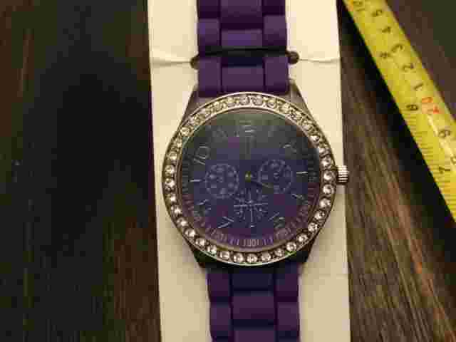 New Darice Brand Purple Silicone Band & Rhinestones Surrounding Face