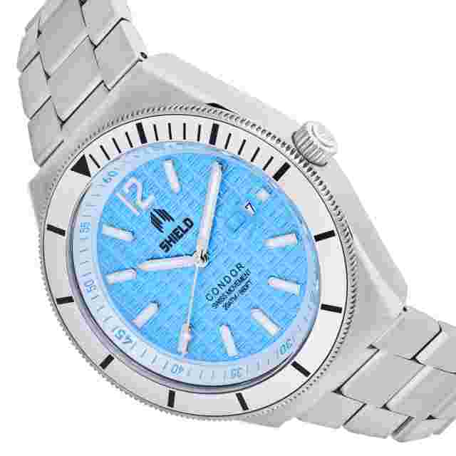 Shield Condor Bracelet Watch w/Date - Blue