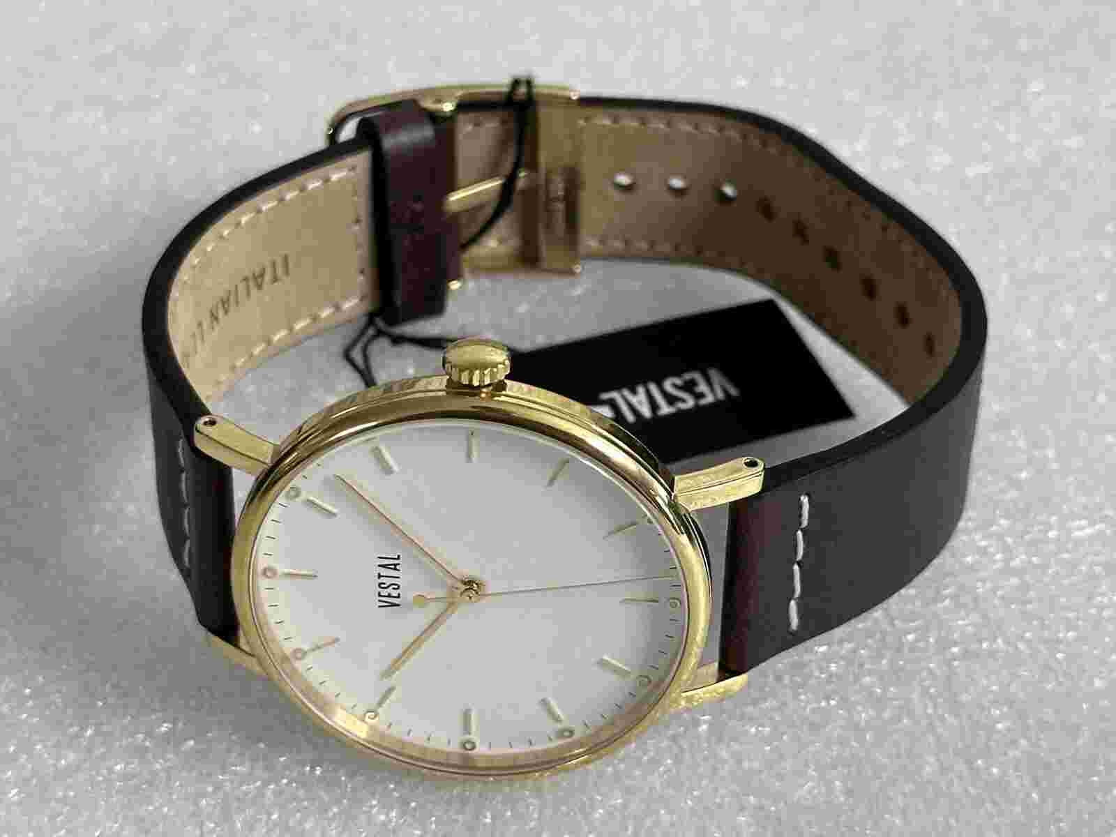 Vestal Gold Tone Dress Watch Men's White Dial SS Quartz 42mm SPH3L03 Demo