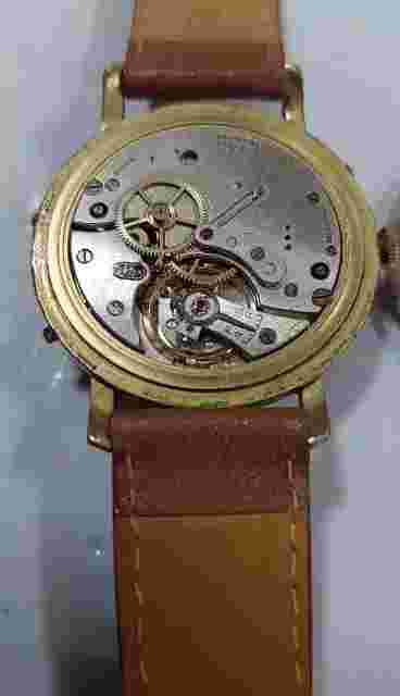 Original Vintage Swiss Eska Triple Date Calendar Moonphase 17 Rubis Wristwatch