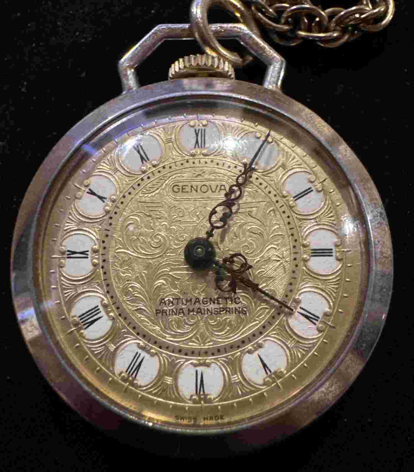 Vintage Genova Pocket Watch - antimagnetic - phina mainspring Swiss Made!!!