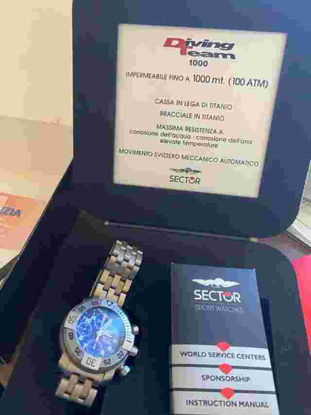 SECTOR Diving Team Sector 1000M Titanium Chronograph Blue SS Italian Sport Watch