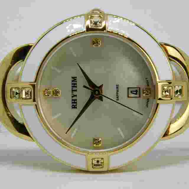 RHYTHM L1502S Sapphire All St. Steel Quartz Women's Watch Sz. 7 3/4" New Battery