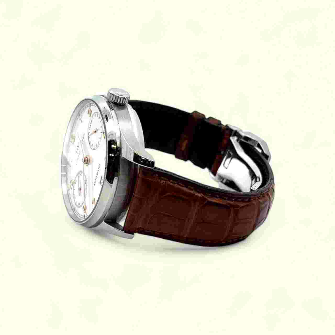 IWC Portugueser 7 Day Stainless Steel Rose Gold Hands