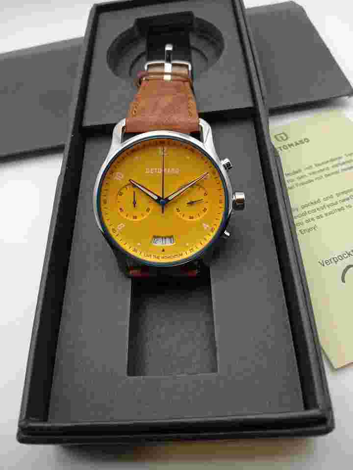 DETOMASO Sorpasso Chronograph Giallo Watch Italian Import Yellow Pristine Quartz