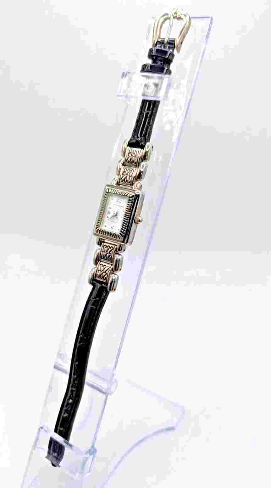 No Boundaries Ladies Watch Silver Tone Black Band 19mm New Battery