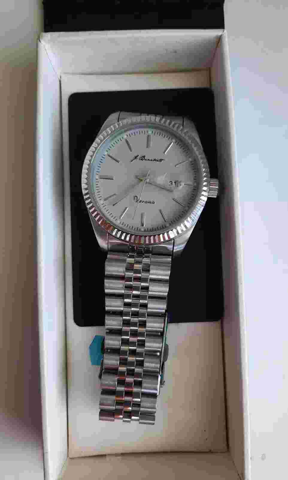 J Brackett Verona White Quartz 43 mm Stainless Steel Jubilee