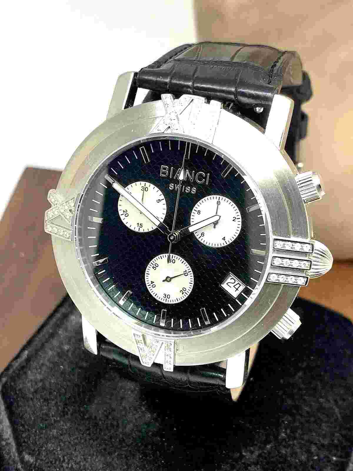 Roberto Bianci Women's Medellin Diamond 44mm Black Swiss Quartz Watch RB18490