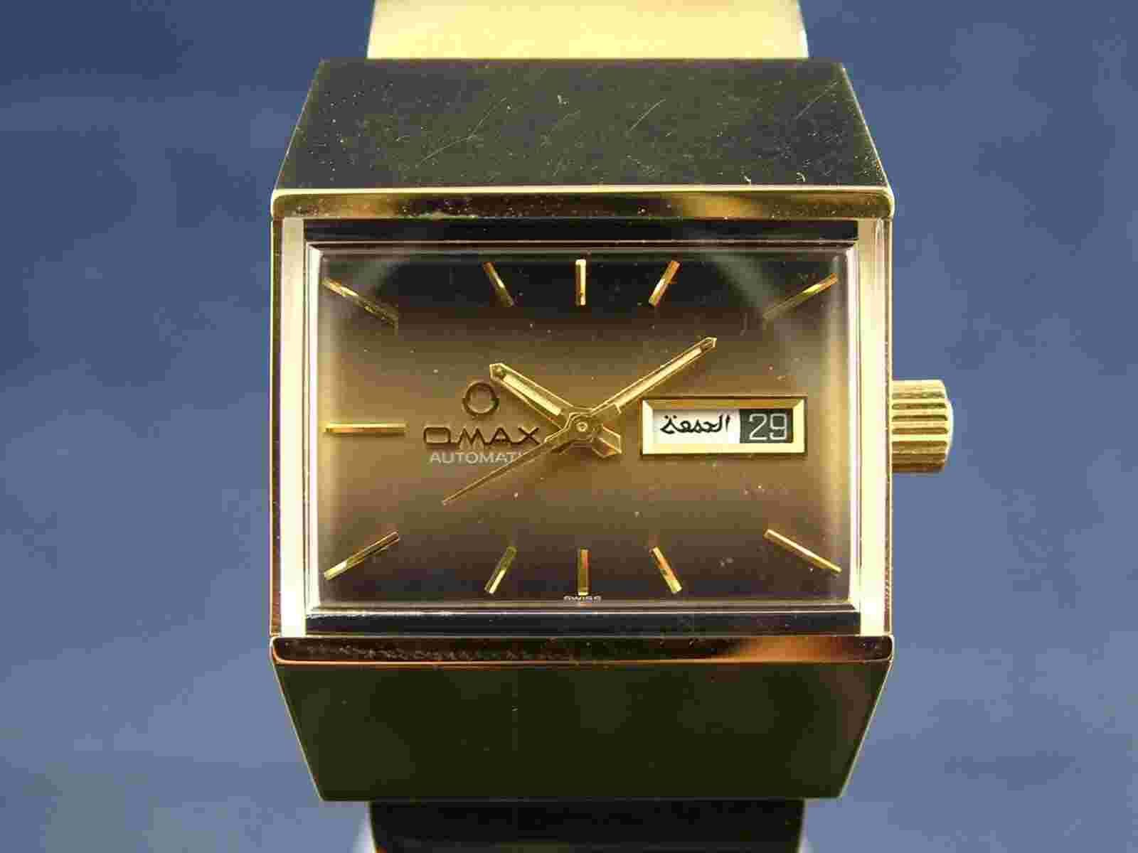 Omax Automatic Swiss Watch Skin Diver Vintage 1970s NOS New Old Cal AS 2066