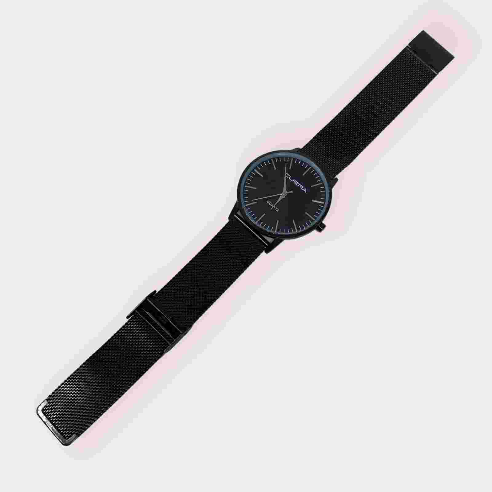 Cuena Matte Black Metal Band Minimalist Watch Wristwatch 6633