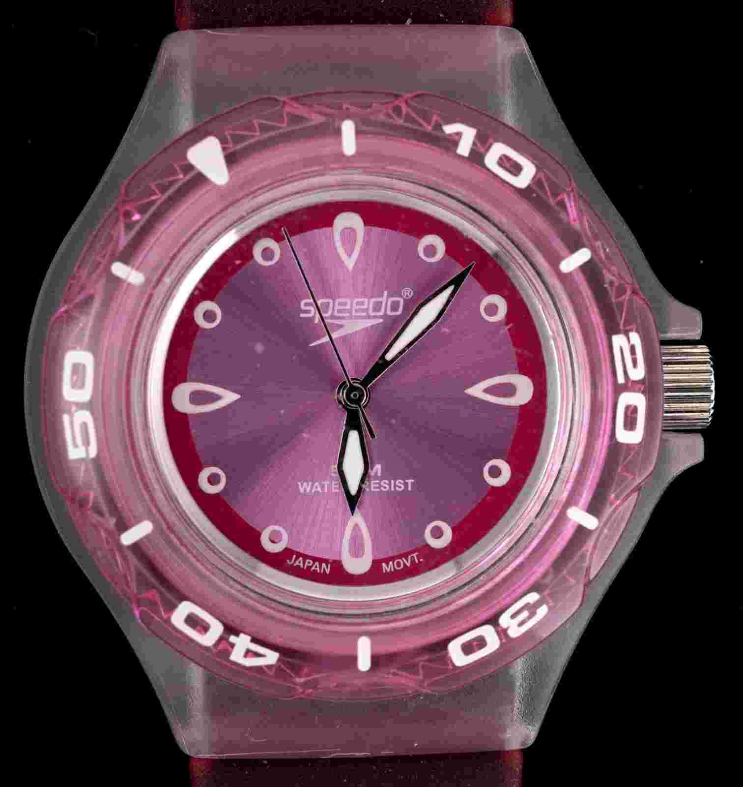 Pink Gel Rubber Speedo Wristwatch New Battery 5atm 11/11/2024 Used VG