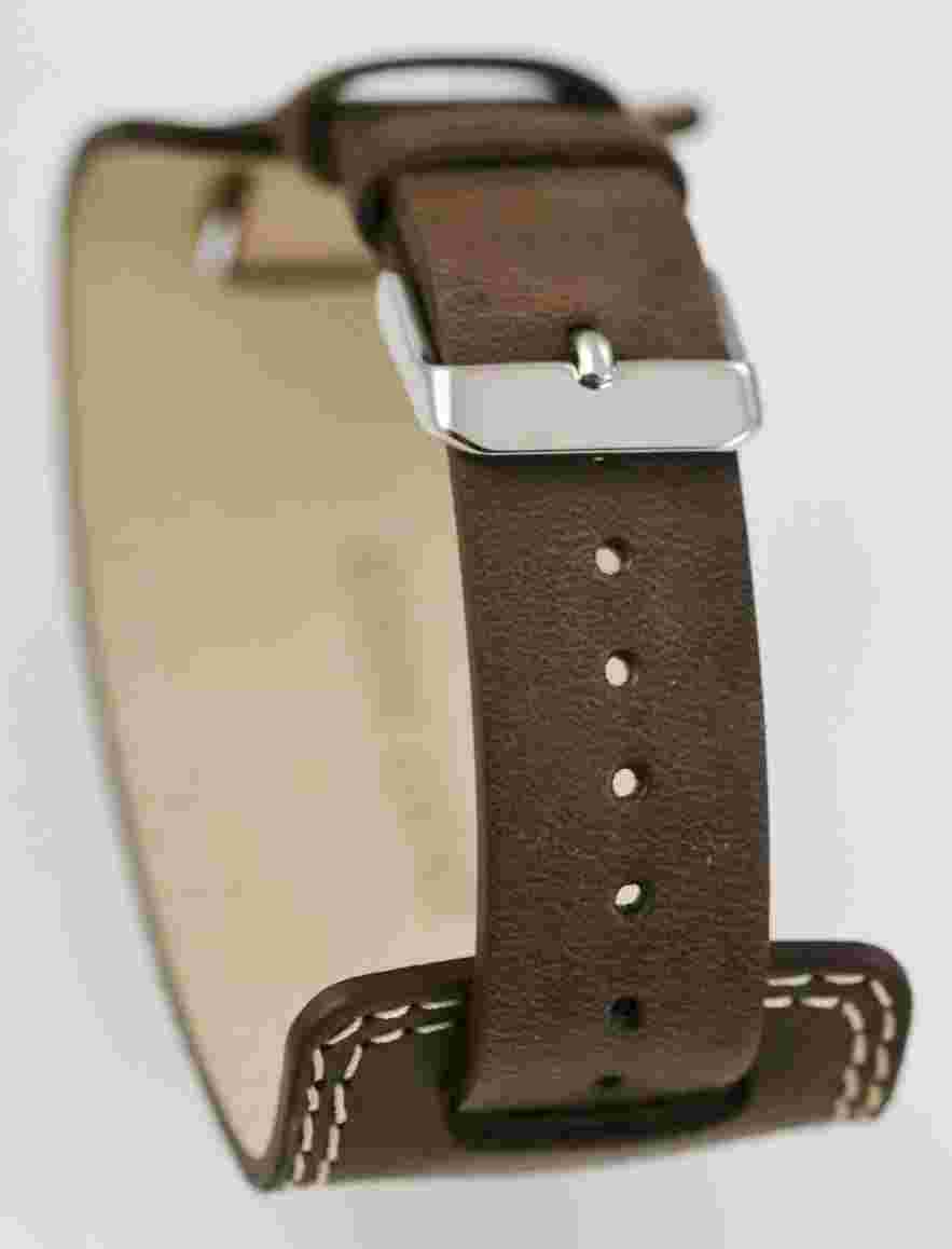 America Perry Ellis Watch Mens Brown Leather Stainless Gold Steel White Quartz