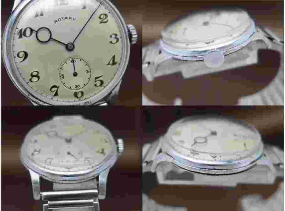 Rotary Small Second 1940s Cal.750 Manual Stainex/SS Silver Dial Vintage Men's