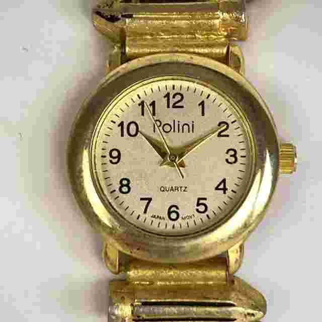 Polini Watch Women Gold Tone Teacher 24mm Slide Charms School New Battery 7"