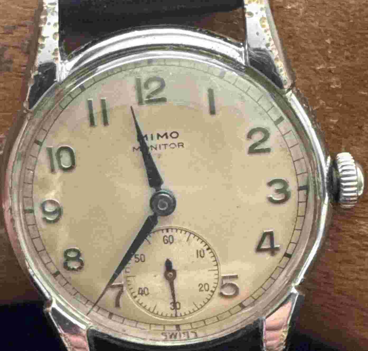MEN'S WWII ERA vintage MIMO MONITOR Otto Graef  good condition WRISTWATCH