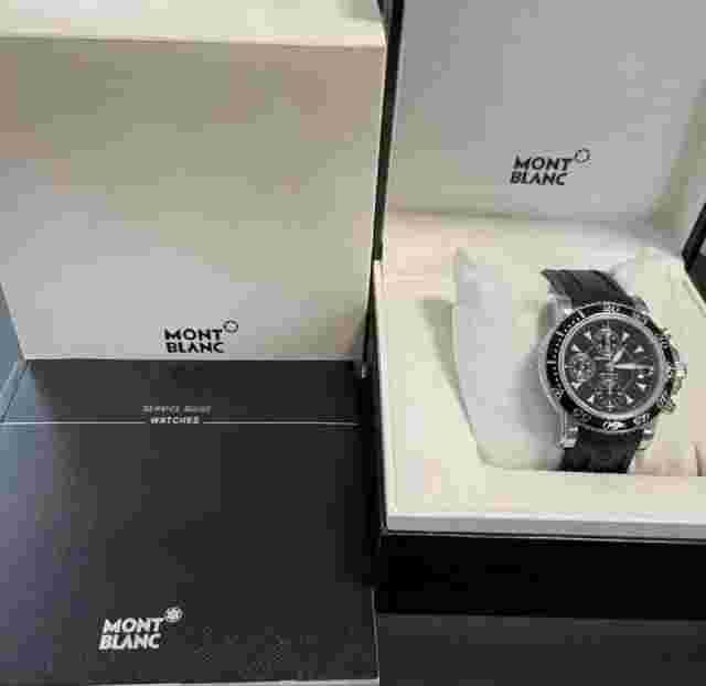 Montblanc Sport XL Chronograph Automatic Black Dial Rubber Strap /w Box Used