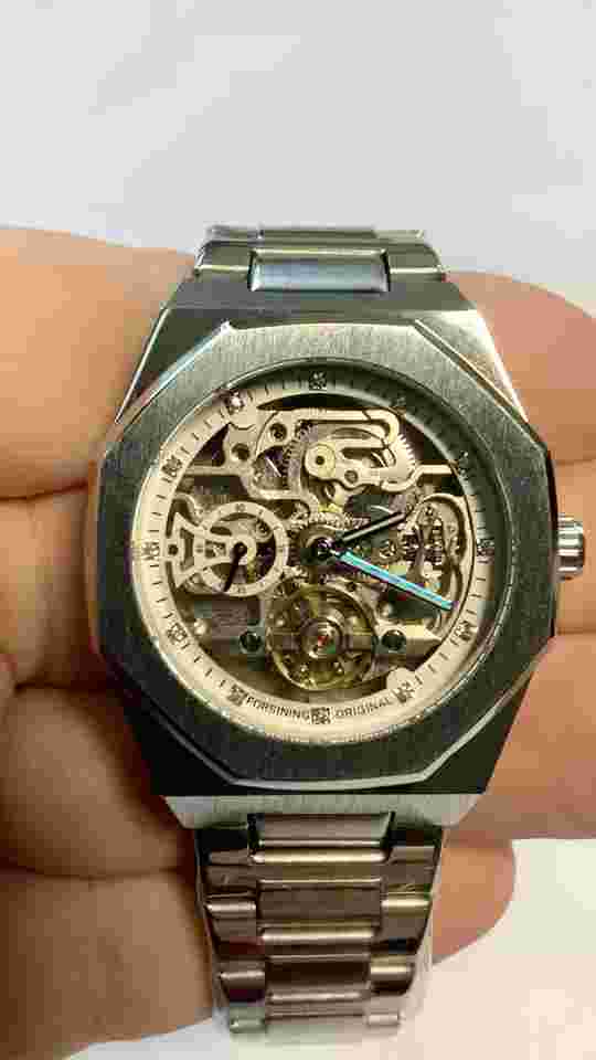 Men's Skeleton Mechanical Luminous Luxury Waterproof Octagon Shape Watch
