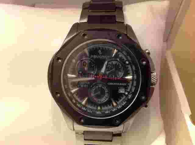 Peugeot Men's Tungsten/ Ceramic Link Swiss Movement Watch,Analog and chornogragh