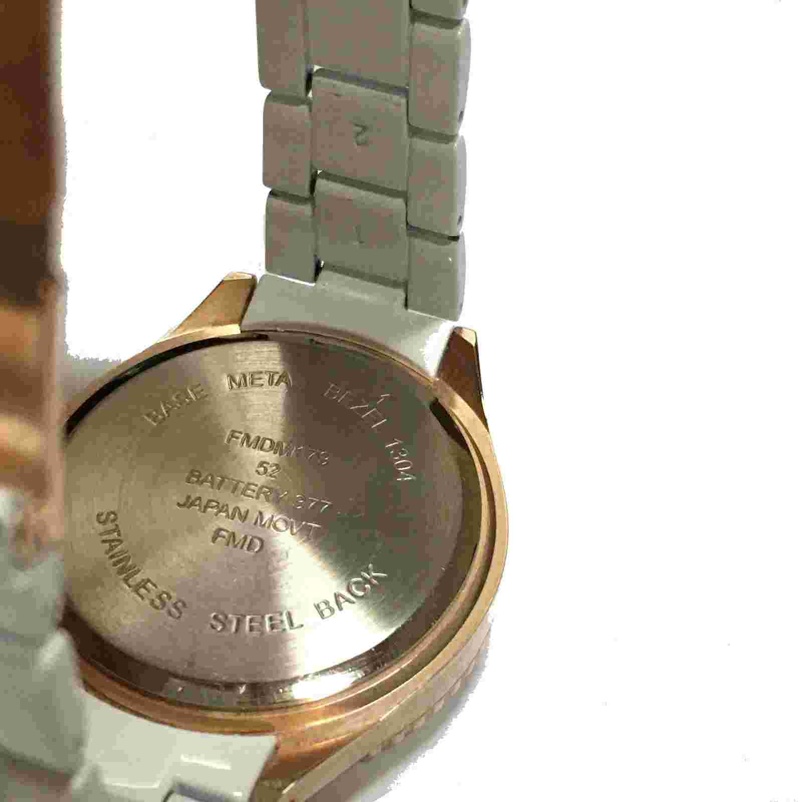 FMD Watch Chronograph Fossil White Metal Bracelet Band Jewelry