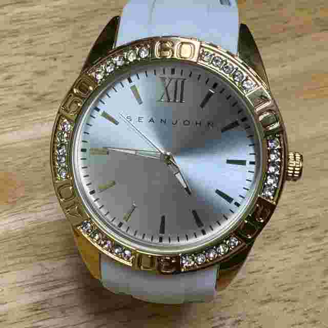 SEAN JOHN Bond Quartz Watch Men 30m Gold Tone White Large 48mm Analog New Batter
