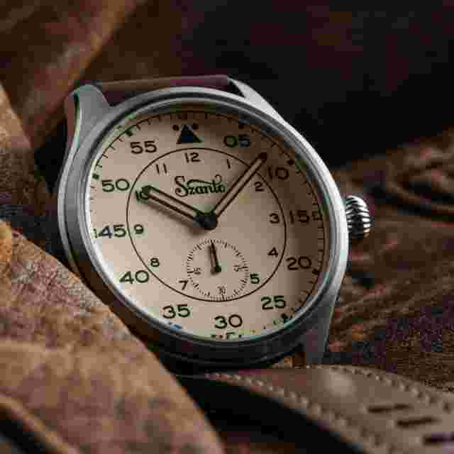 Szanto Heritage Aviator Steel Ivory Brown Watch - Brand New
