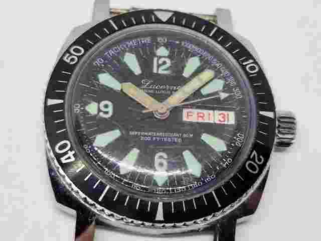 vintage divers watch Lucerne day date super waterresist 200ft tested