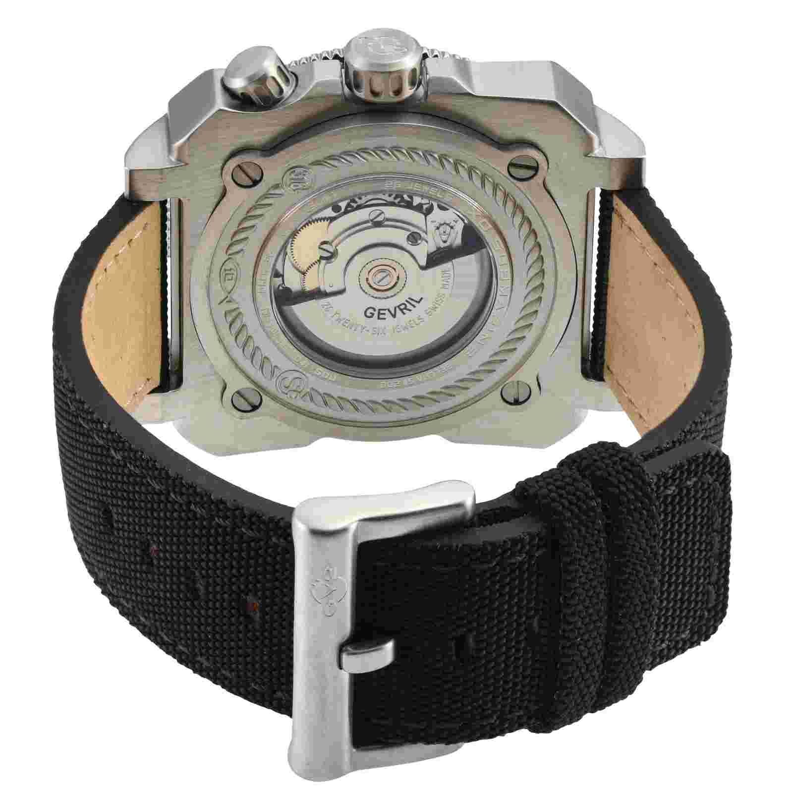 GV2 by Gevril Men's 4540 XO Submarine Swiss Automatic SW200 Black Canvas Watch