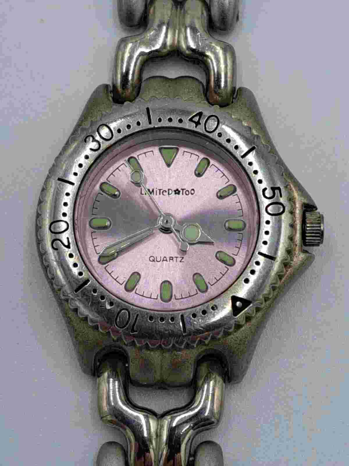 Limited Too Girls Tweens Silver Two Tone Band Quartz Watch New Battery WORKS GUC