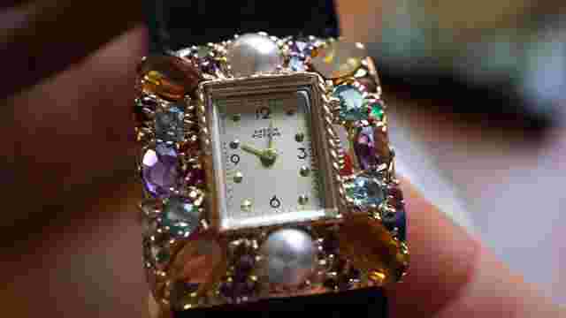 Lucien Piccard Ladies 14k Yellow Gold Tutti Frutti Original Strap Buckle c. 1960