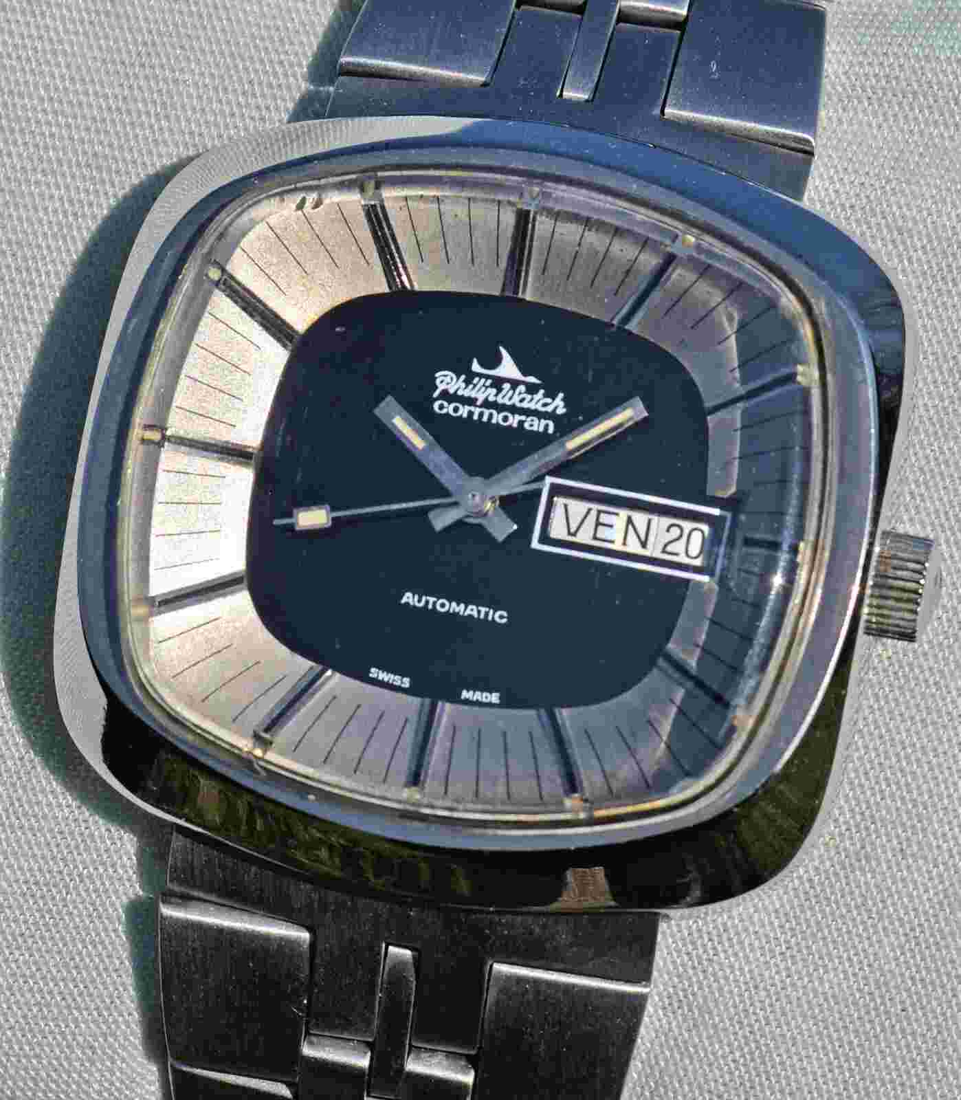 Philip Watch Rare Cormoran Automatic Steel Vintage Case Complete Set