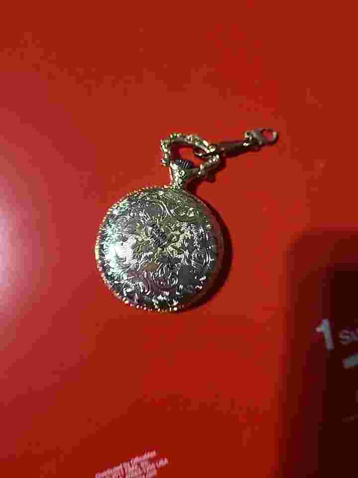 Pocket Watch Spirit Of Christmas Ladies Gold Tone Easy To Read Numbers