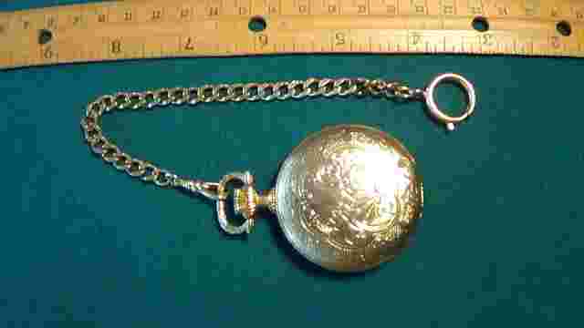 Le Gran Gold Pocket Watch and Chain - 17 Jewels Incabloc