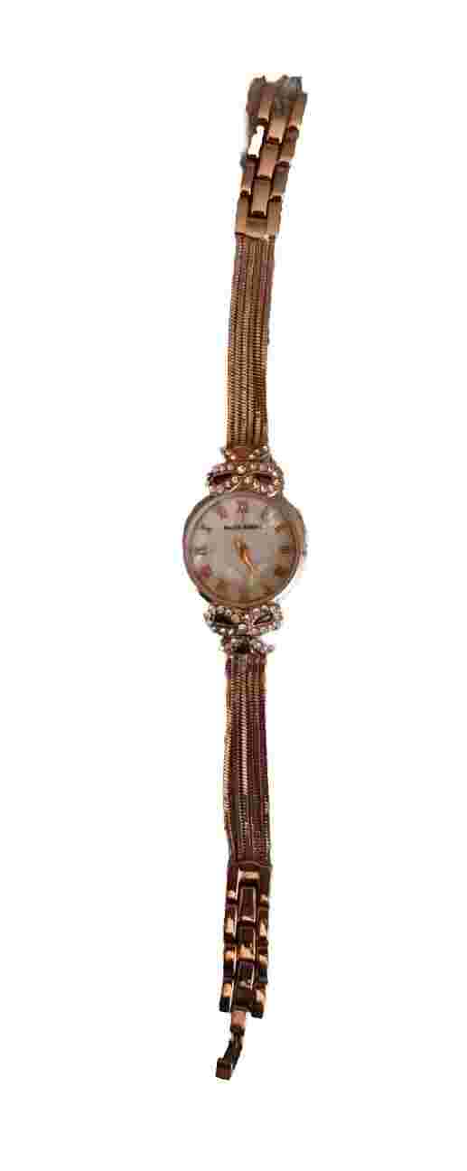 Alexis Bendel Women's 7" RoseGold Tone Watch Rhinestone Bows New Battery