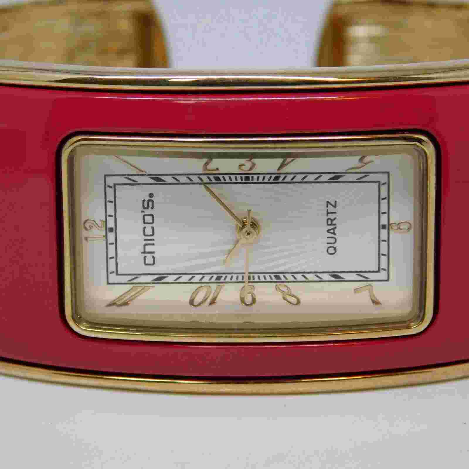 CHICO'S Cuff Bracelet Quartz Analog Women's Watch Sz. 6 3/4" New Battery