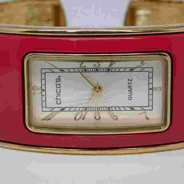CHICO'S Cuff Bracelet Quartz Analog Women's Watch Sz. 6 3/4" New Battery